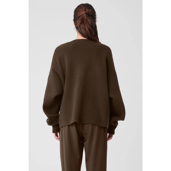 ALO Yoga Olive Brown Button-Front Cardigan Sweater - Picture 3 of 9